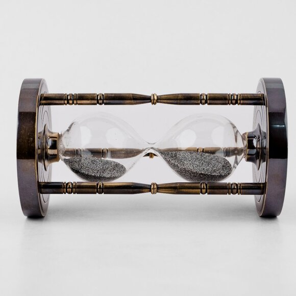 Brass Sand Timer with Working Double-Sided Compass 7" Antique - Picture 9 of 13